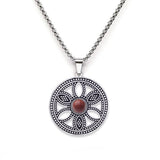 Hollow Life Flower Stainless Steel Gemstone Necklace for Women Men