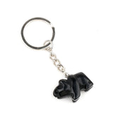 Cute Hand-Carved Natural Stone Polar Bear Keychain - Gemstone Crystal Animal Totem Keyring Backpack Purse Charms Gift