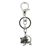 Healing Crystal Rose Quartz Semiprecious Stone Crafts Charm Cat Pendant Keychain for Women and Men