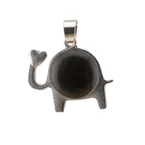 Lucky Elephant Crystal Holder Pendant • Retro Silver Animal Amulet with Natural Gemstone Sphere • Unisex Spiritual Wisdom Totem Jewelry Gift