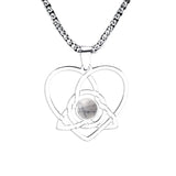Stainless Steel Celtic Knot Heart Necklace Gemestone Triquetra Symbol Pendant - Eternal Love Spiritual Jewelry for Women & Men