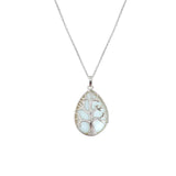 Tree of Life Teardrop Crystal Pendant Natural Gemstone Necklace Multi‑Variety Chakra Healing Stone Silver Plated Jewelry Gift for Women