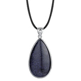 Silver Plated Bezel Set Teardrop Natural Gemstone Pendant, Multi‑Variety Water Drop Crystal Stone Pendant DIY Necklace Jewelry Accessory