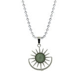 Boho Celestial Sun Crystal Necklace - Natural Gemstone Stainless Steel Chain