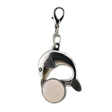 Bohemian Silver Marine Dolphin Key Ring • Cute Sea Animal Crystal Sphere Holder Charm • Unisex Beach Summer Theme Key Holder Clip Gift