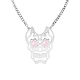 Gemstone Eye Hollowed Skull Pendant Stainless Steel Necklace 50CM Chain  Men & Women