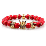 Luxury Crown Charm Bracelet - Natural White Stone Beaded Bracelet Gift for Men & Women