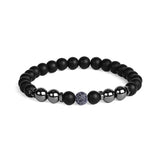Elastic Bead Bracelet, 8mm Natural Obsidian Hematite Chakra Healing Protection Bracelet Stackable Wrist Jewelry Gift for Him Her