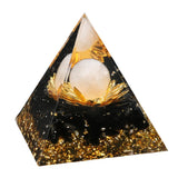 Gemstone Solar Sphere Orgone Pyramid Lotus Base 50MM / 60MM for Home Office Feng Shui Decor & Spiritual Gifts