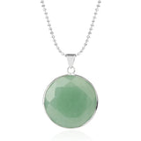 Silver Bezel Faceted Round Natural Gemstone Pendant Multi Color Cut Crystal Charm for Necklace Jewelry Making