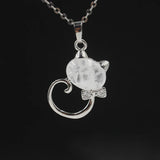 Crystal Lovely Cat Pendant Necklace birthday gift Handmade Cat Stone Pendant Necklace for Women, Healing Crystal Amulet Cat