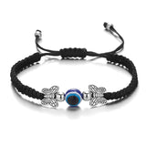 Adjustable Evil Eye Braided Rope Bracelet with Silver Elephant Charm Turkish Lucky Protection Red Black Blue String Bracelets for Women Men Amulet Jewelry
