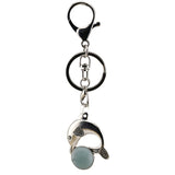 Bohemian Silver Marine Dolphin Key Ring • Cute Sea Animal Crystal Sphere Holder Clip • Heavy-Duty Swivel Lobster Clasp Christmas Gift