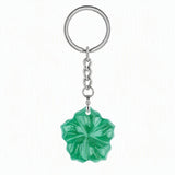 Natural Crystal Flower Keychain, Hand Carved Gemstone Flower Pendant Key Ring, Crystal Stone Bag Charm, Spiritual Crystal Gift for Women