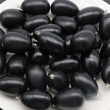 Natural Egg Shape Crystal Pendants for DIY Jewelry Making, Polished Gemstone Tumbled Stone Charms with Loop, Wholesale Healing Quartz Rebirth Talisman for Necklaces