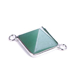 Silver Bezel Double Loop Mini Pyramid Crystal Connector Charm, 16×16mm Natural Gemstone Pyramid Link for DIY Bracelet Necklace Making