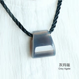 Natural agate crystal fan axe with large hole and thick rope pendant DIY design handmade necklace original national style