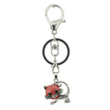 Healing Crystal Rose Quartz Semiprecious Stone Crafts Charm Cat Pendant Keychain for Women and Men