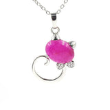 Crystal Lovely Cat Pendant Necklace birthday gift Handmade Cat Stone Pendant Necklace for Women, Healing Crystal Amulet Cat