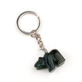Cute Hand-Carved Natural Stone Polar Bear Keychain - Gemstone Crystal Animal Totem Keyring Backpack Purse Charms Gift