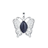 Mystic Butterfly Natural Crystal Pendant – Elegant Hollow Wing Pink Quartz Statement Necklace