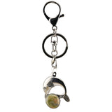 Bohemian Silver Marine Dolphin Key Ring • Cute Sea Animal Crystal Sphere Holder Clip • Heavy-Duty Swivel Lobster Clasp Christmas Gift