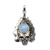 Dark Culture Silver Skull Fire Charm • Vintage Biker Flame Skeleton Replacement Pendant • Unisex Rocker Hip Hop Halloween Jewelry Gifts