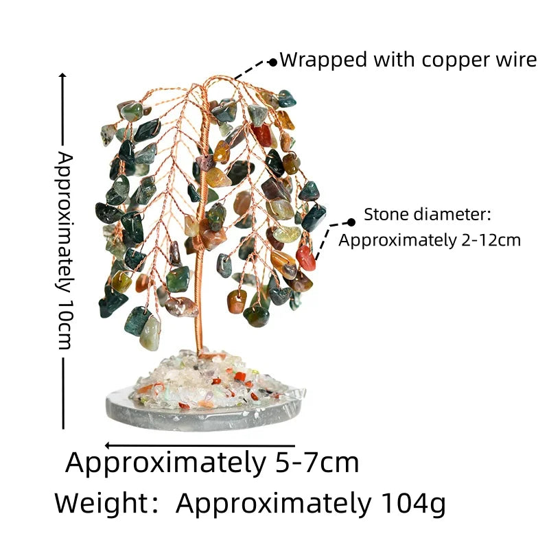Multi-Colored Natural Crystal Willow Tree | Handmade Copper Wire Money Tree for Home Decor & Party Gifts