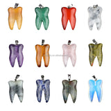 32mm Natural Crystal Tooth Pendant | Hand-Carved Gemstone Tooth Charm Necklace for Reiki Healing