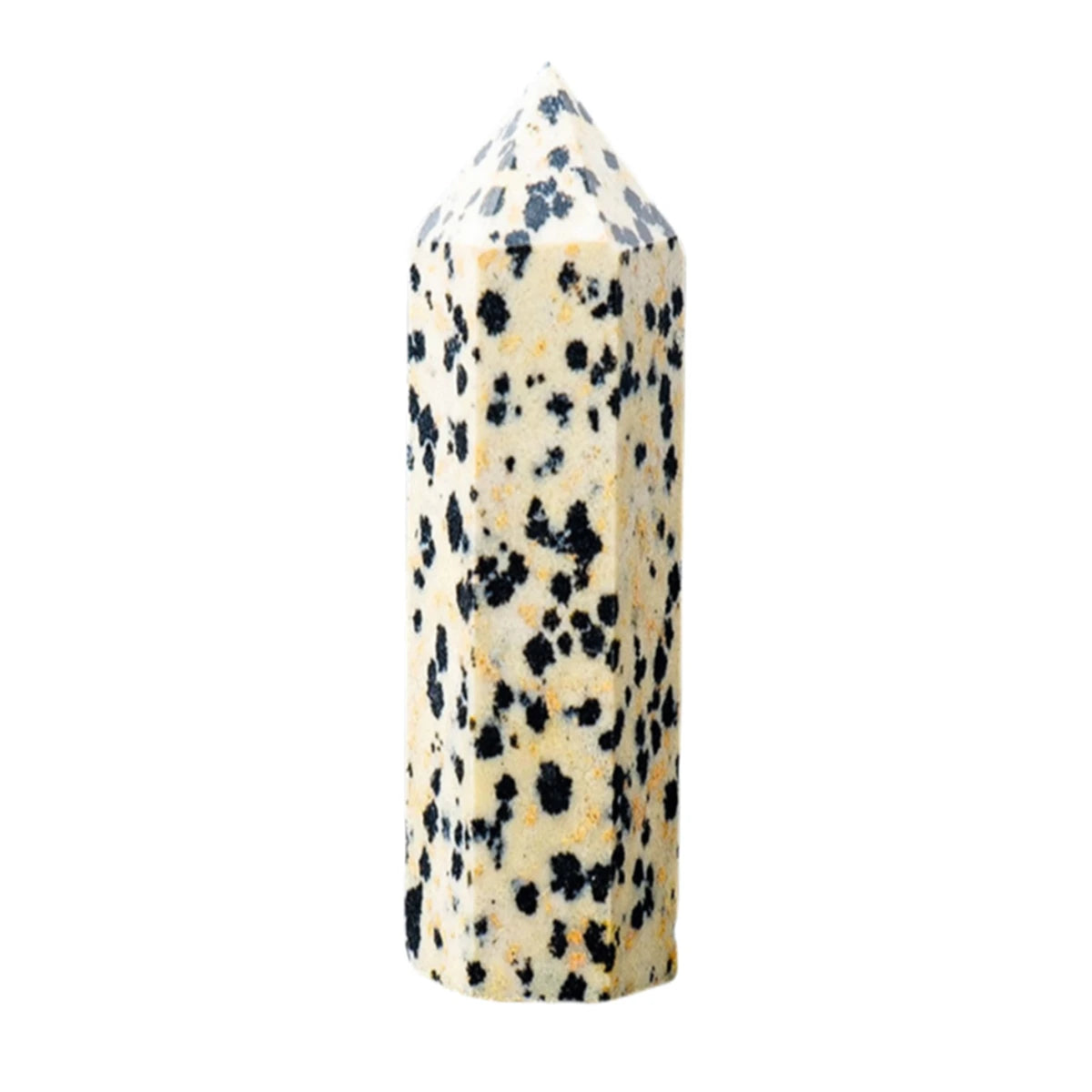 Natural Dalmatian Jasper Crystal Point Tower Polished Hexagonal Obelisk Wand for Home Decor Meditation Crystal Collection Gift