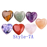 7 Chakra Natural Crystal Heart Set: 20mm Polished Pocket Worry Stones for Healing, Meditation & Spiritual Gift