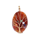 Hand-Wrapped Tree of Life Agate Pendant: 7 Chakra Healing Crystal Necklace with Copper Wire for Spiritual Wellness
