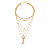 Bohemia Women Gold Laying Necklace Pendant Gold Choker Necklace Vintage Dainty Handmade Necklaces for Women and Girls