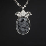 Crystal pineapple Pendant Pineapple 18K Rose/White/Yellow Gold Plated Dainty Opal Necklace & Anchor Chain, White