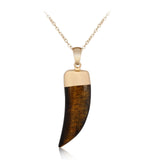 Minimalist Natural Stone Italian Horn Necklace Dainty Gold Plated Pepper and Tooth Shape Charm Spiritual Protection Amulet Crystal Jewelry Gift