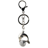 Bohemian Silver Marine Dolphin Key Ring • Cute Sea Animal Crystal Sphere Holder Clip • Heavy-Duty Swivel Lobster Clasp Christmas Gift