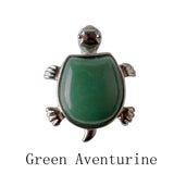 Natural Crystal Turtle Pendant Necklace, Mixed Chakra Healing Stone Tortoise Charm, Reiki Gemstone Longevity Turtle Jewelry Gift for Women Men