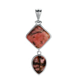 Geometric Elegance Natural Gemstone Pendant – Double Tier Rhombus & Teardrop Crystal Jewelry Gift