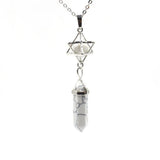 Natural Amethyst Crystal Quartz Merkaba Star Stone Chakra Pendant Necklace Hexagonal Pointed Energy Reiki Healing