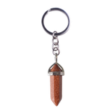 Natural Hexagonal Crystal Point Keychain, Silver Plated Wrap Chakra Healing Gemstone Keyring, Reiki Crystal Stone Charm Key Chain Gift by JOYA GIFT