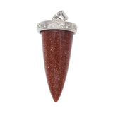 Multi‑Variety Bullet Cone Natural Stone Pendant, Retro Pattern Silver Cap Crystal Point Charm, DIY Jewelry‑Making Supply, Witchy Spiritual Reiki Amulet Pendant