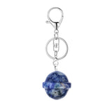 20mm Natural Crystal Planet Keychain, Cute Multicolor Stone Pendant for Bags & Wallets