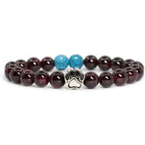 Natural Stone Stretch Beaded Bracelet with Turquoise Accent & Heart Charm Chakra Energy Healing Elastic Bracelet for Women Stacking Jewelry