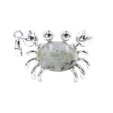 Natural Gemstone Crab Pendant | Silver-Tone Alloy Animal Charm for DIY Jewelry