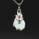 Natural Crystal Sphere Pendant, Silver Metal Dragonfly Wrapped Round Ball Gemstone Pendant, Reiki Chakra Healing DIY Necklace Jewelry Charm 16mm