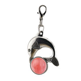Bohemian Silver Marine Dolphin Key Ring • Cute Sea Animal Crystal Sphere Holder Charm • Unisex Beach Summer Theme Key Holder Clip Gift