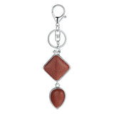Minimalist Natural Stone Keychain Aesthetic Geometric Quartz Teardrop Charm Bag Pendant Girlfriend Gift