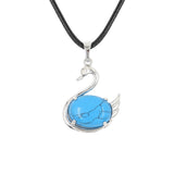 Graceful Swan: Handcrafted Natural Crystal Pendant Necklace • Premium Copper Bird Totem Amulet • Adjustable Black Cord Choker for Women Men