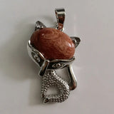 Natural Crystal Fox Pendant Necklace, Retro Turquoise & Multi-Gemstone Charm for Women & Girls
