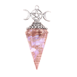 Triple Moon Pentacle Orgone Pendulum Pendant Resin Crystal Dowsing Charm for Wicca & Spiritual Jewelry